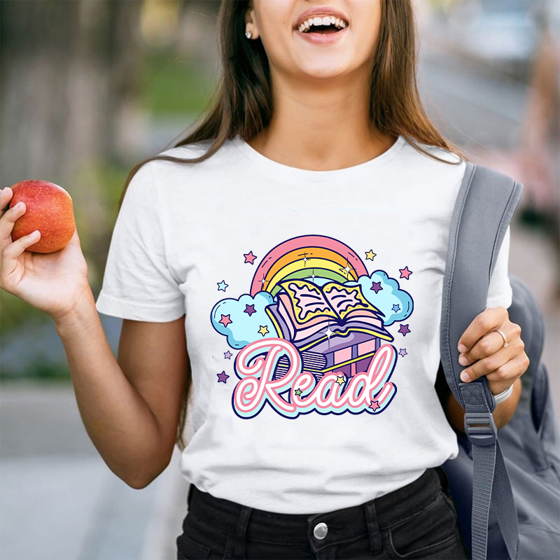 Cute Rainbow Read Teacher T-Shirt