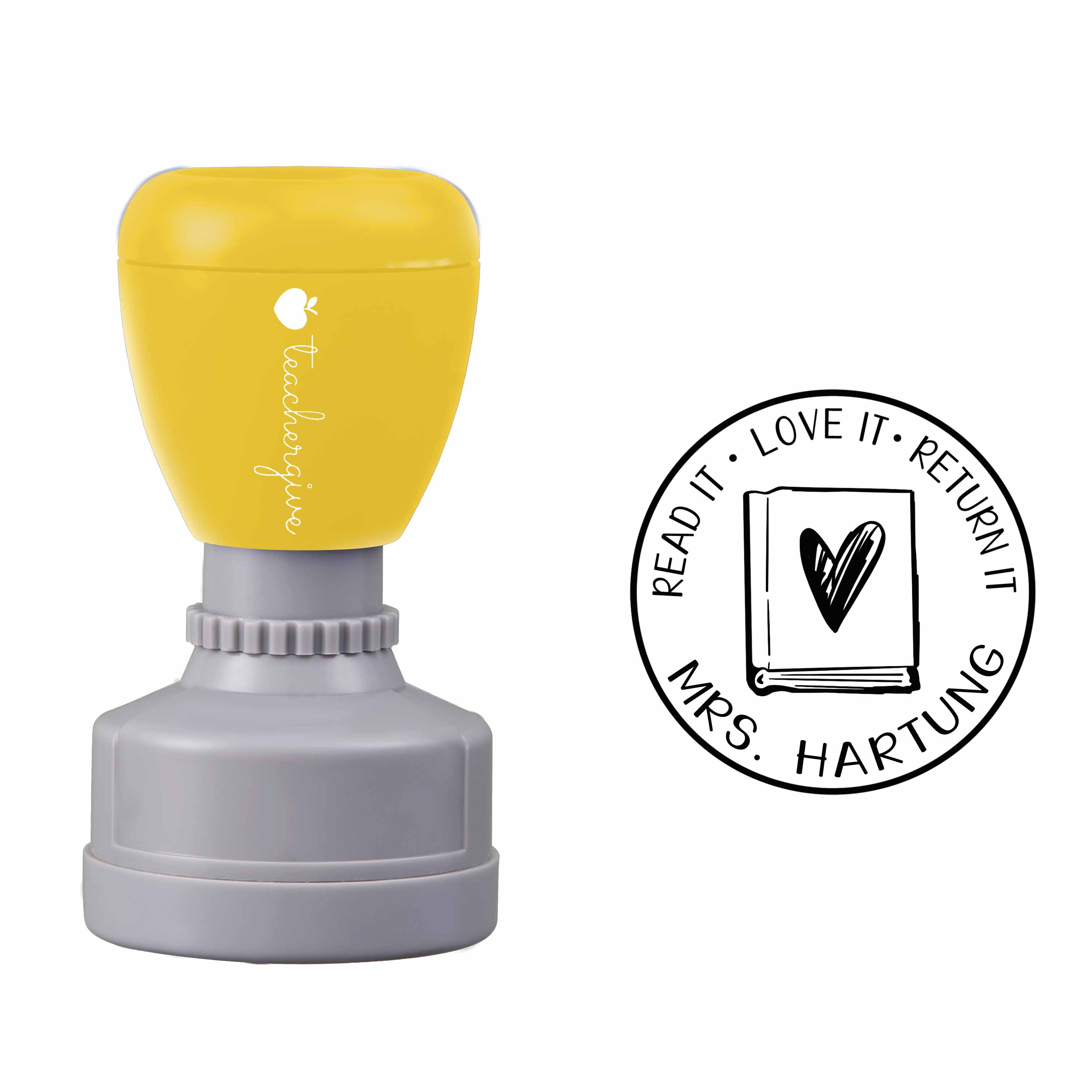 Personalized Name Read Love Return It Teacher Stamp