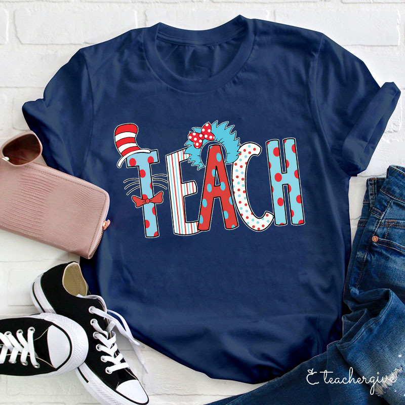 Teacher Cat In The Hat Teacher T-Shirt