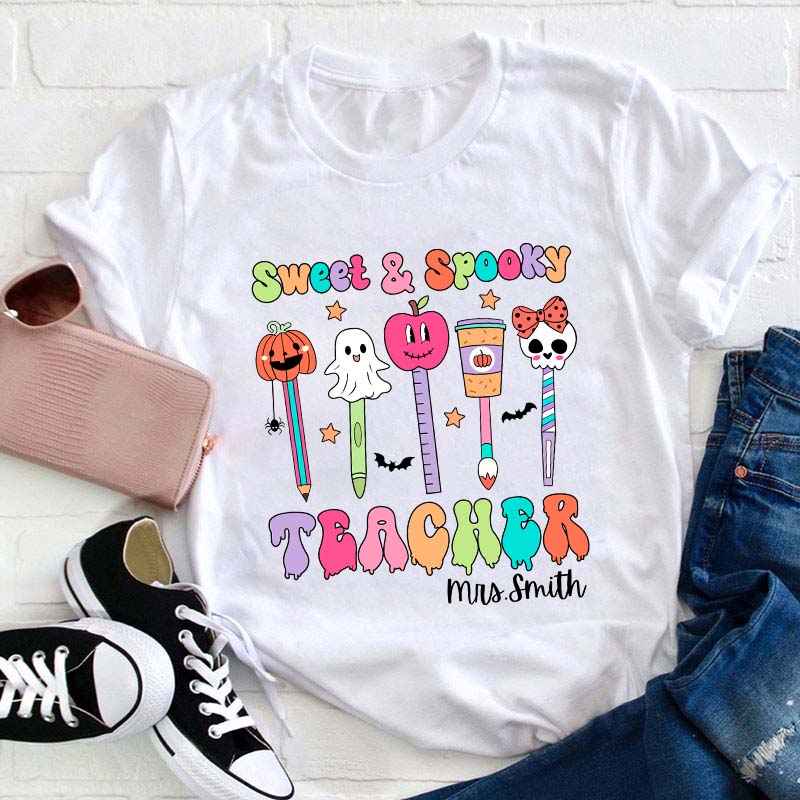 Personalized Name Sweet Spooky Teacher T-Shirt