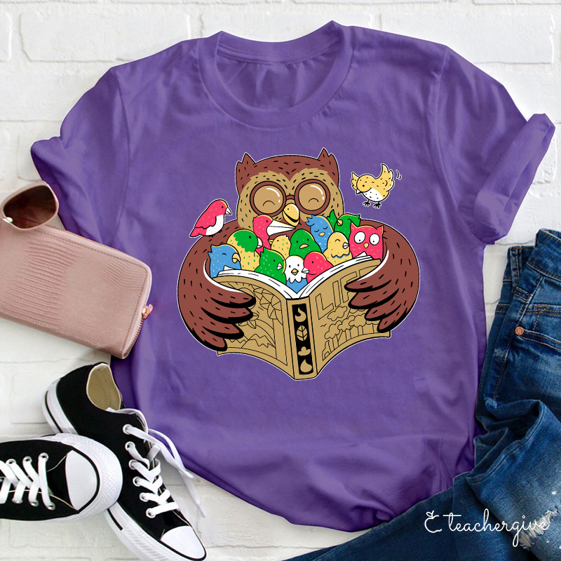 Owl Reading Education For All Teacher T-Shirt