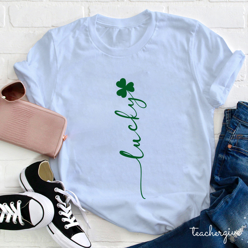 Clover Flower Lucky Stem Teacher T-Shirt