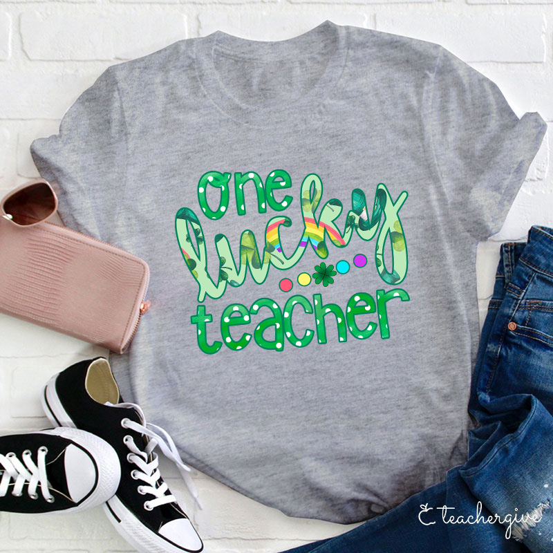 One Rainbow Color Lucky Teacher T-Shirt