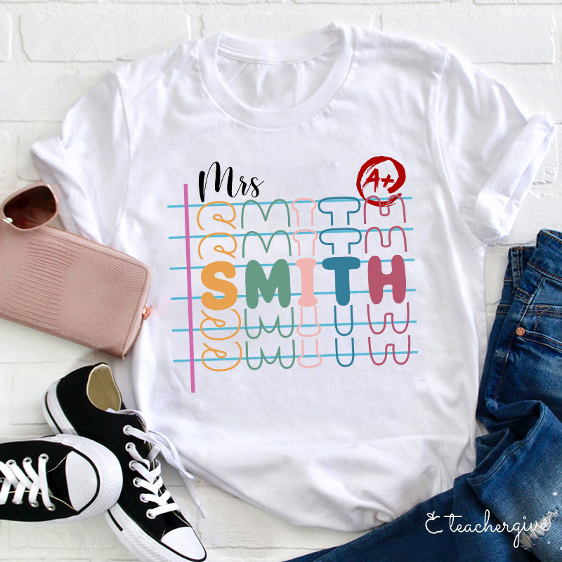 Personalized Teacher Name Colorful T-Shirt