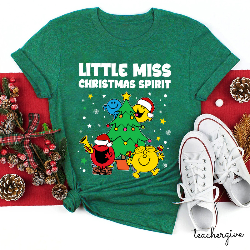 Little Miss Christmas Spirit Teacher T-Shirt