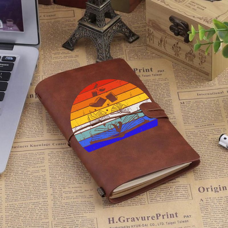 Retro Books Faux Leather Notebook