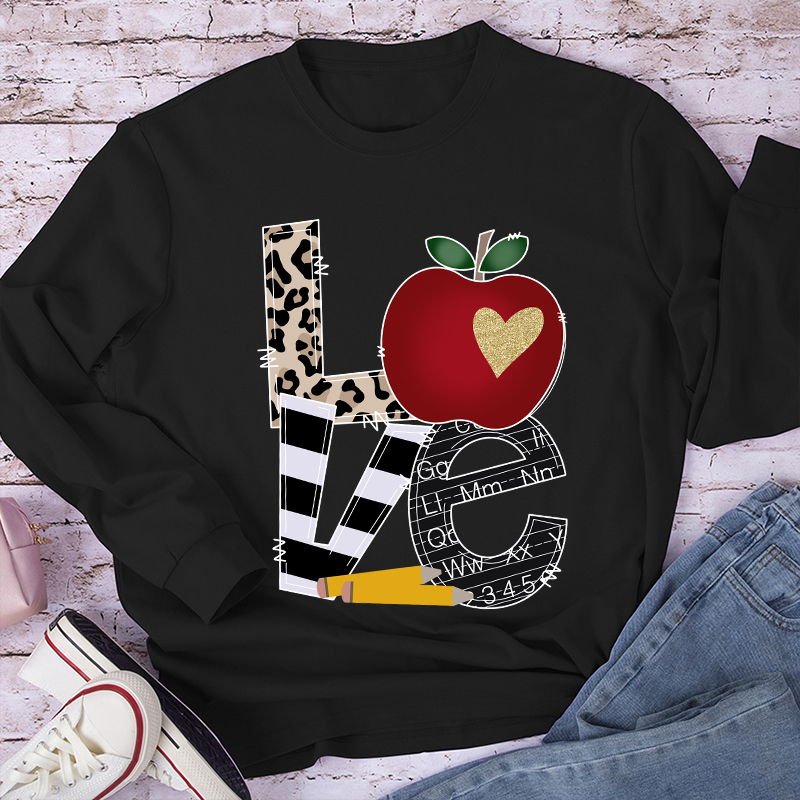 LOVE Shining Apple Different Patterns Long Sleeve T-Shirt