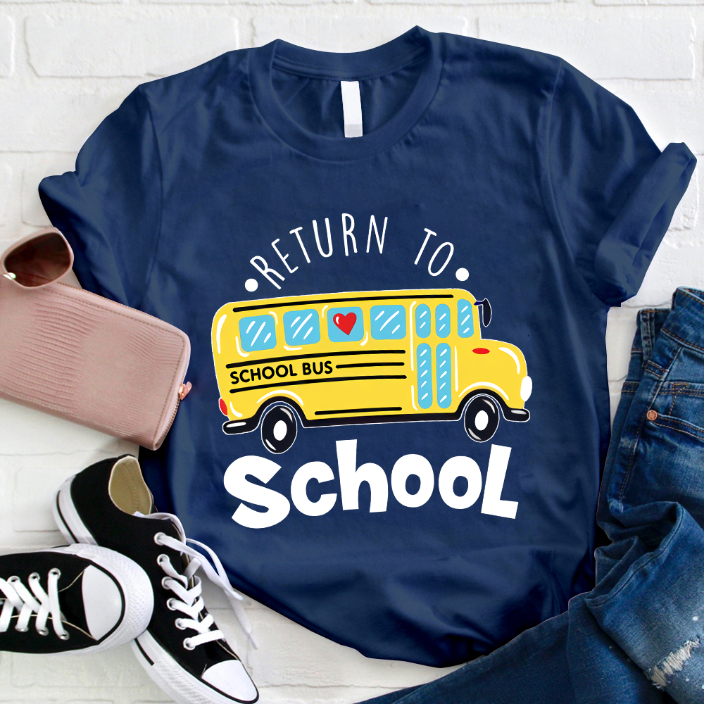 Return To School School Bus With Heart T-Shirt