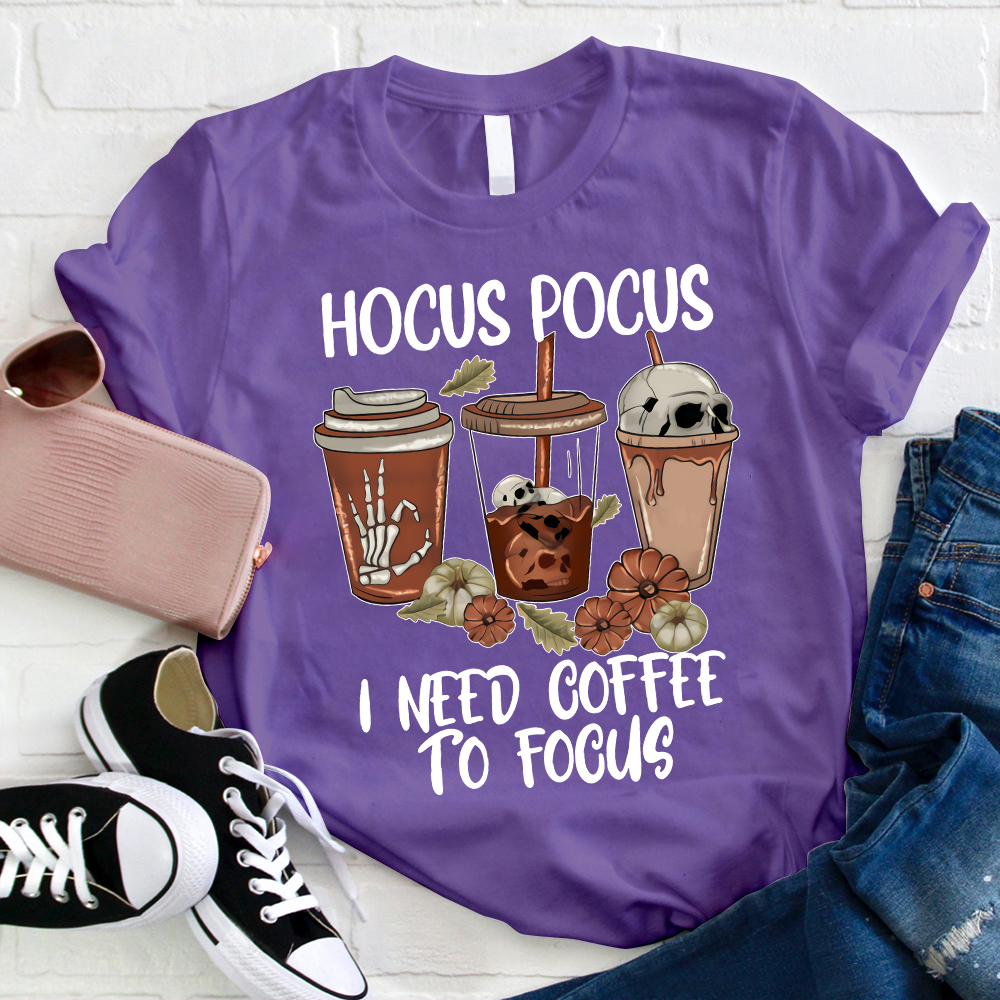 Hocus Pocus I Need Coffee To Focus Skull T-Shirt