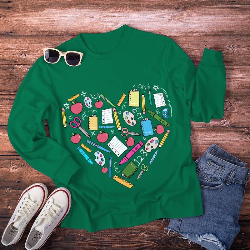 Teacher Heart Long Sleeve T-Shirt