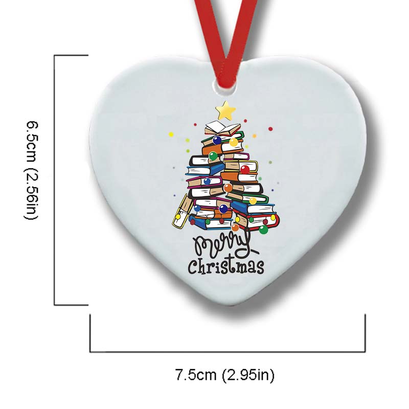 Merry Christmas Books Ceramic Ornament