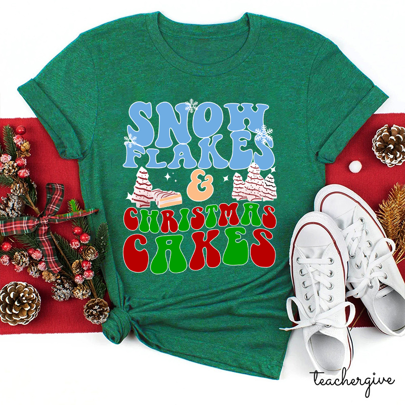 Snow Flakes And Christmas Cakes Teacher T-Shirt
