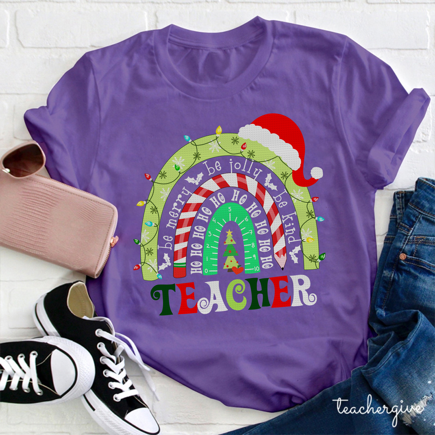 Be Merry Be Jolly Be Kind Teacher T-Shirt