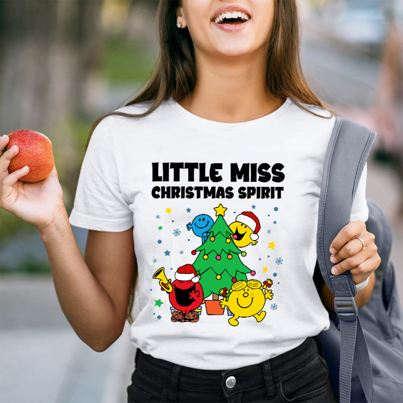 Little Miss Christmas Spirit Teacher T-Shirt