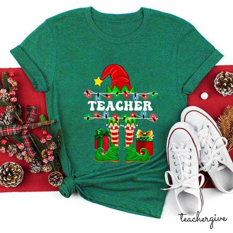 Teacher Elf Christmas Life Teacher T-Shirt