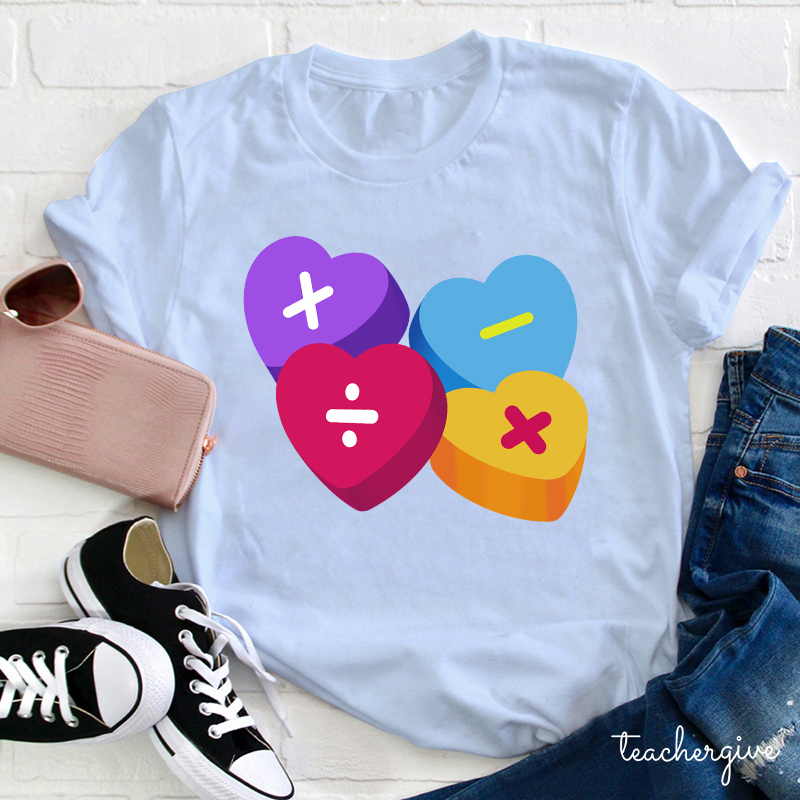 Heart Of Math Teacher T-Shirt