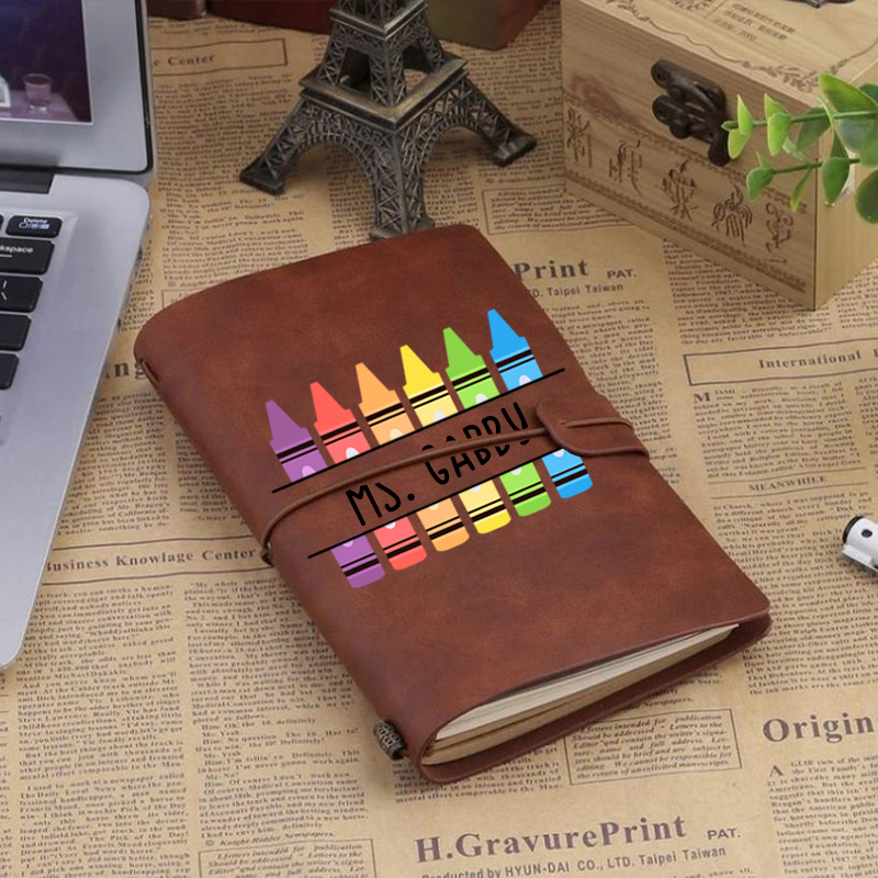 Teachergive Personalized Crayons Faux Leather Notebook sale