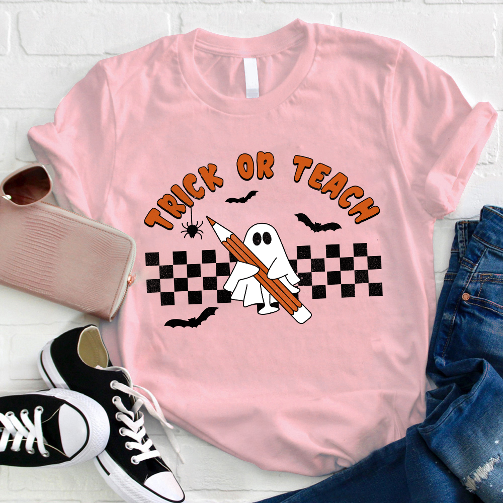 Trick Or Teach Cute Ghost Holding A Pencil T-Shirt