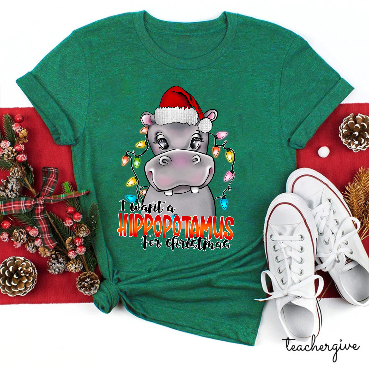 I Want A Hippopotamus For Christmas Teacher T-shirt