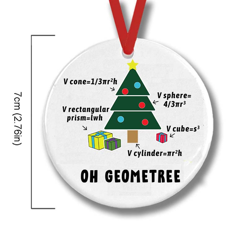 Oh Geometree Teacher Ceramic Christmas Ornament