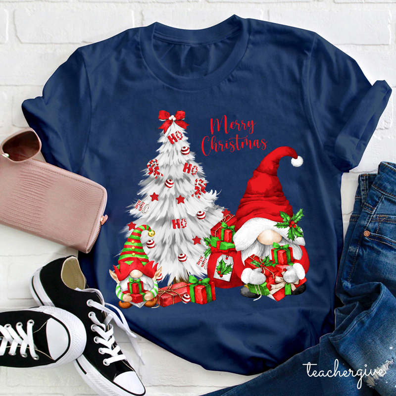 Ho Ho Ho Red Merry Christmas Teacher T-Shirt