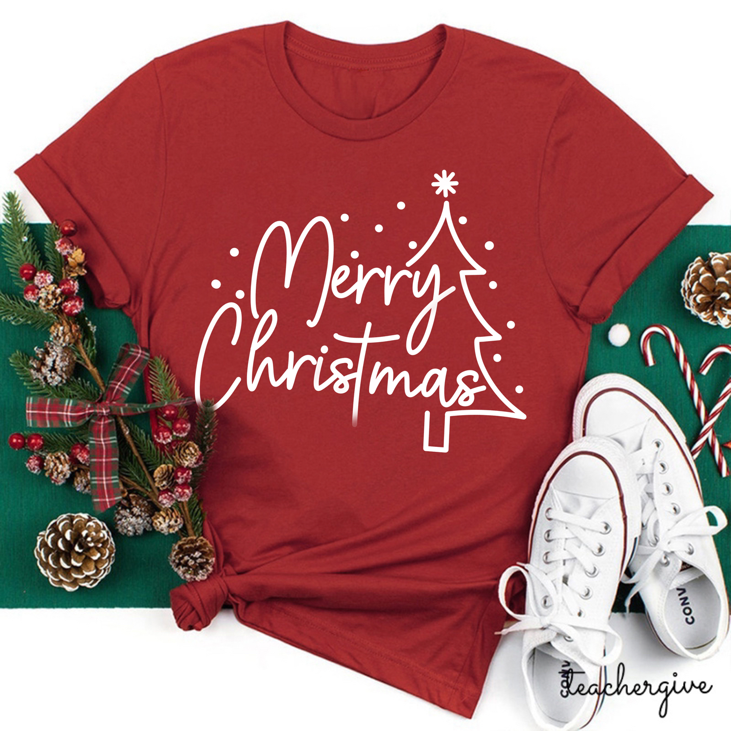 Merry Christmas Simple Christmas Teacher T-Shirt