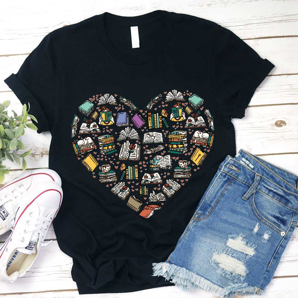 Book Heart World Of Books Teacher T-Shirt