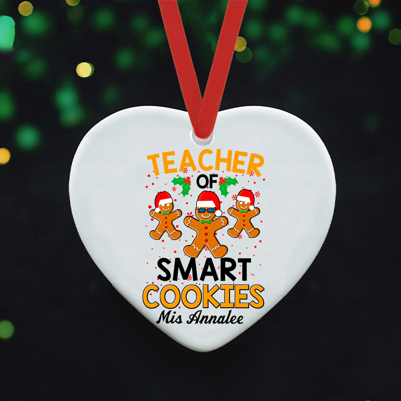 Personalized Teacher Of Smart Cookies Teacher Ceramic Christmas Ornament