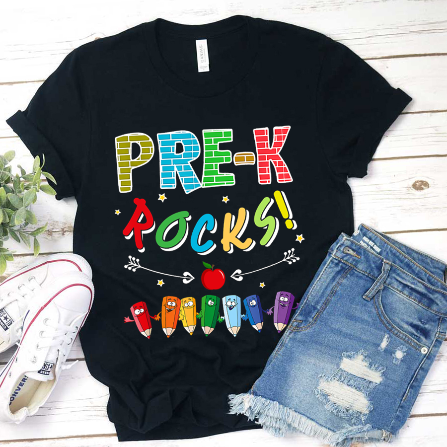 Personalized  Pre-k Rocks Pencils T-Shirt