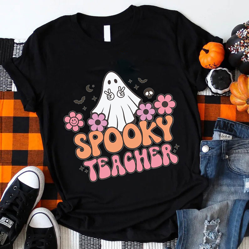 Spooky Teacher Peace Sign T-Shirt
