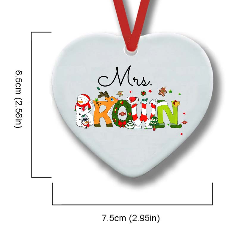 Personalized Christmas Style Teacher Ceramic Christmas Ornament