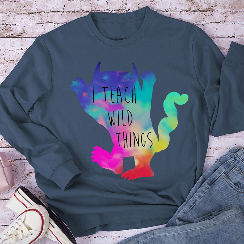 I Teach Wild Things Monster Teacher Long Sleeve T-Shirt