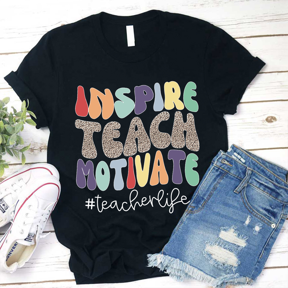 Inspire Teach Motivate Leopard Print T-Shirt