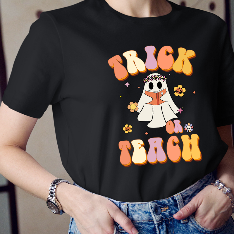 Trick Or Teach Ghost Reading T-Shirt