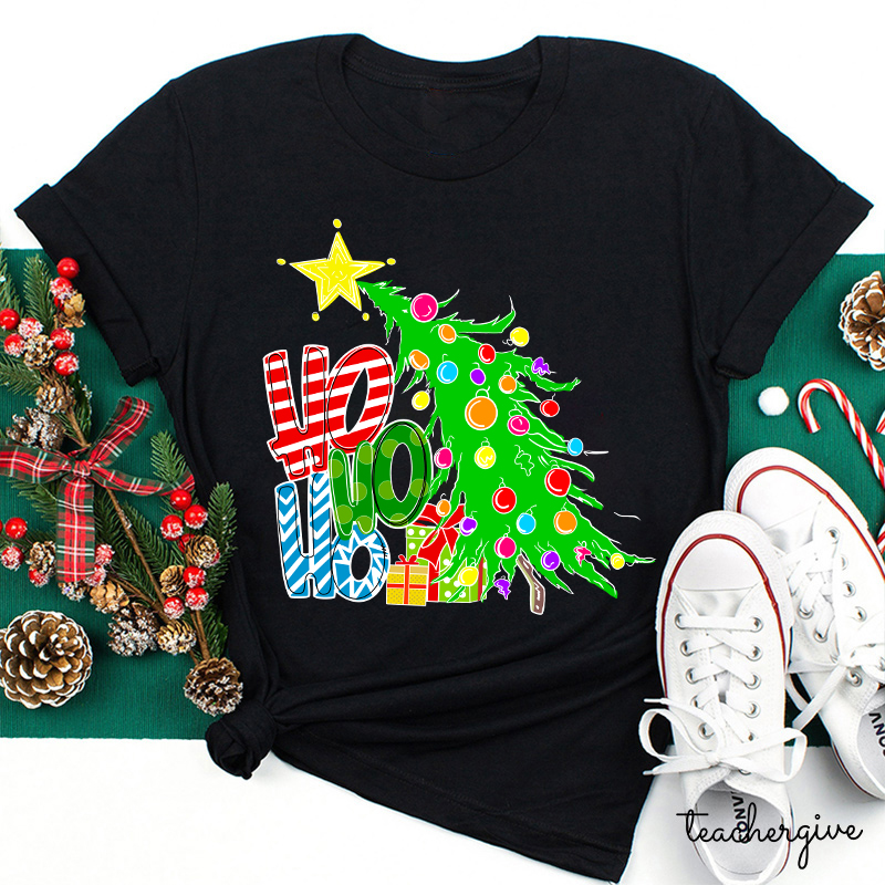 Ho Ho Ho Christmas Tree Teacher T-Shirt