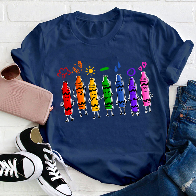 Mood Color Crayons Teacher T-Shirt