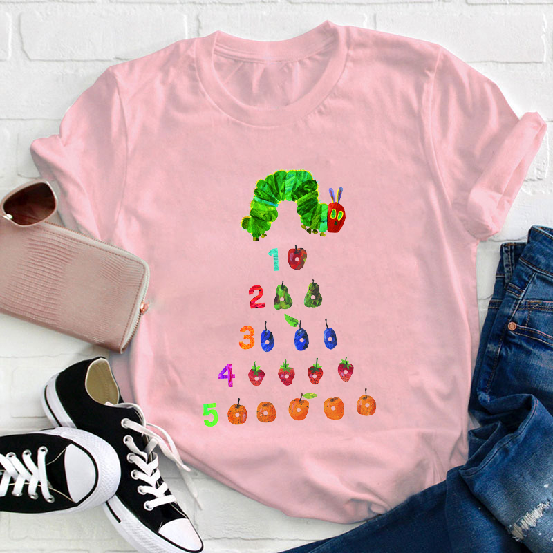 Caterpillar Numbers And Fruits Teacher T-Shirt