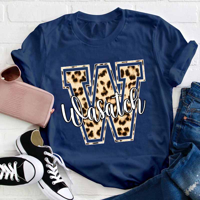 Personalized Name Leopard Color Teacher T-Shirt