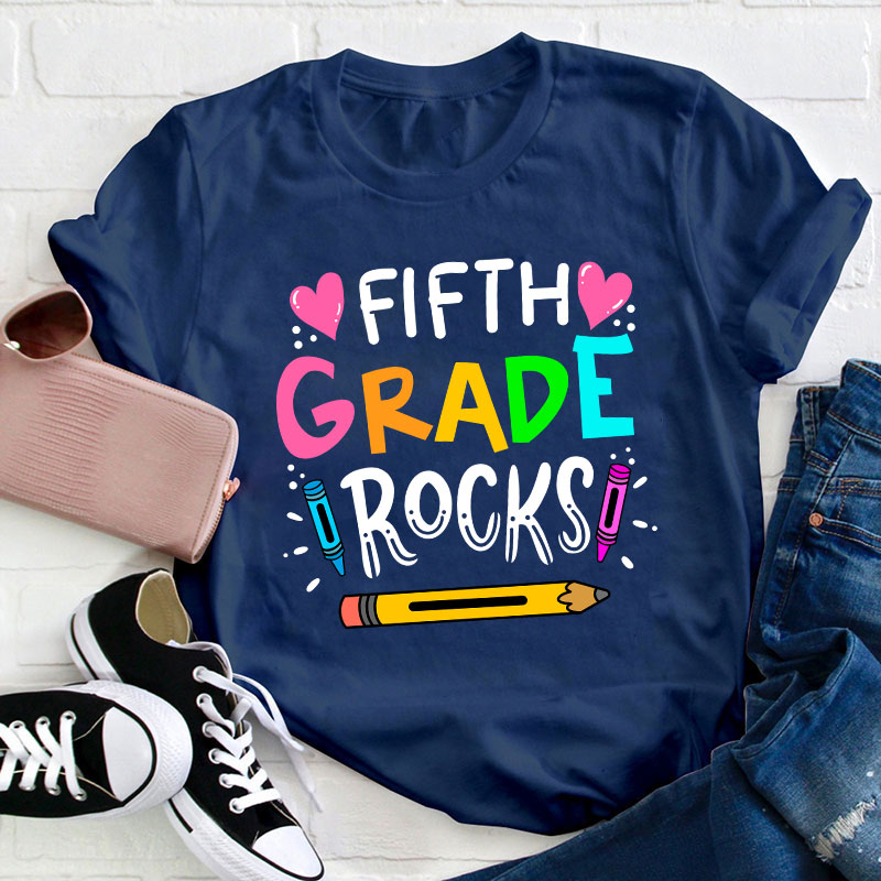 Personalized Grade Rocks Teacher T-Shirt
