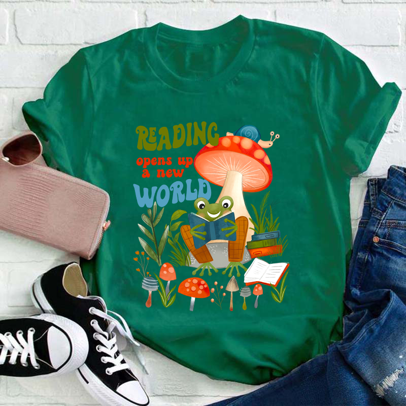Reading Opens Up A New World Teacher T-Shirt