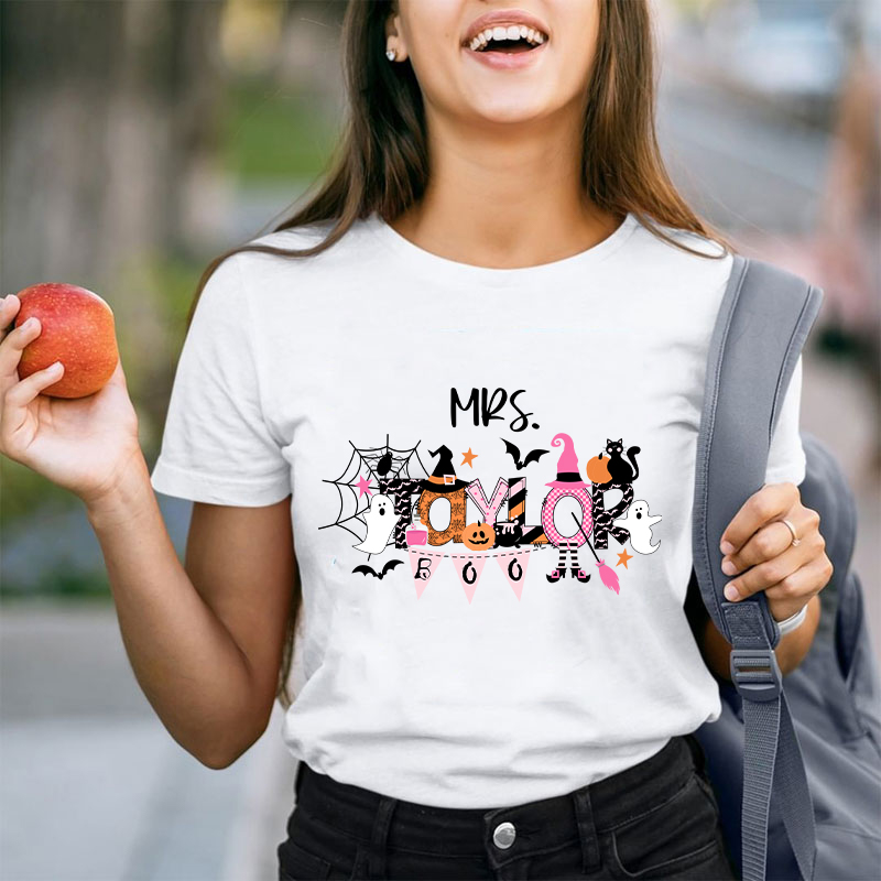 Personalized Name Happy Halloween Teacher T-Shirt