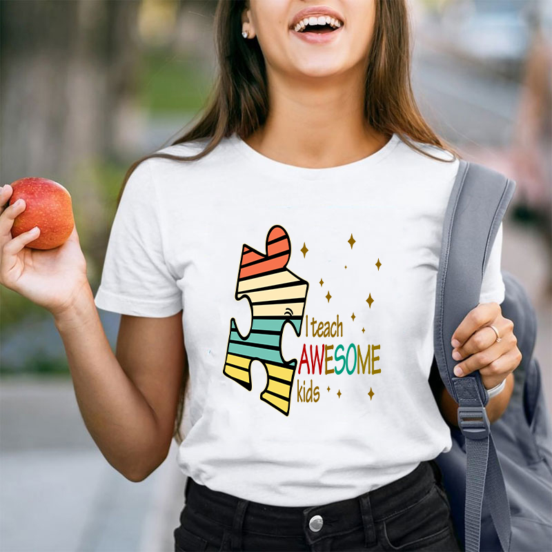 I Teach Awesome Kids Puzzle  T-Shirt