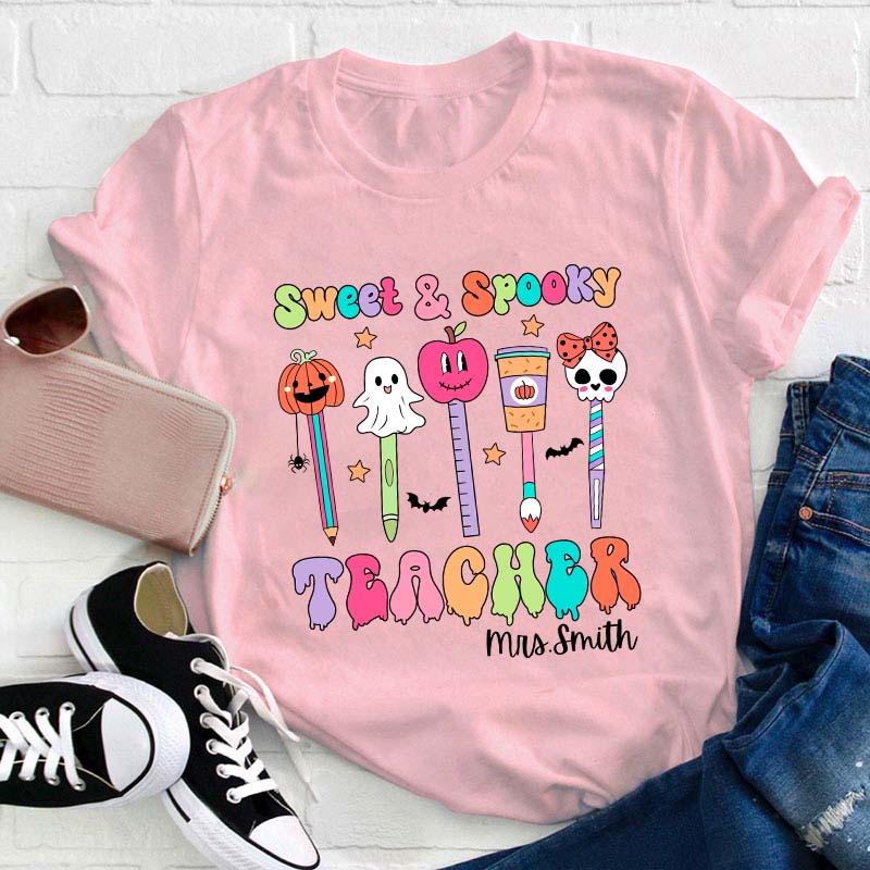 Personalized Name Sweet Spooky Teacher T-Shirt