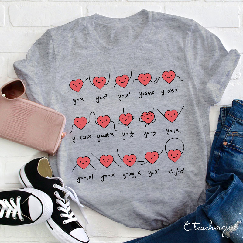 Cute Hearts Doing Math Teacher T-Shirt