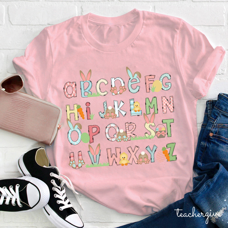 Bunny Chicken Alphabet Teacher T-Shirt