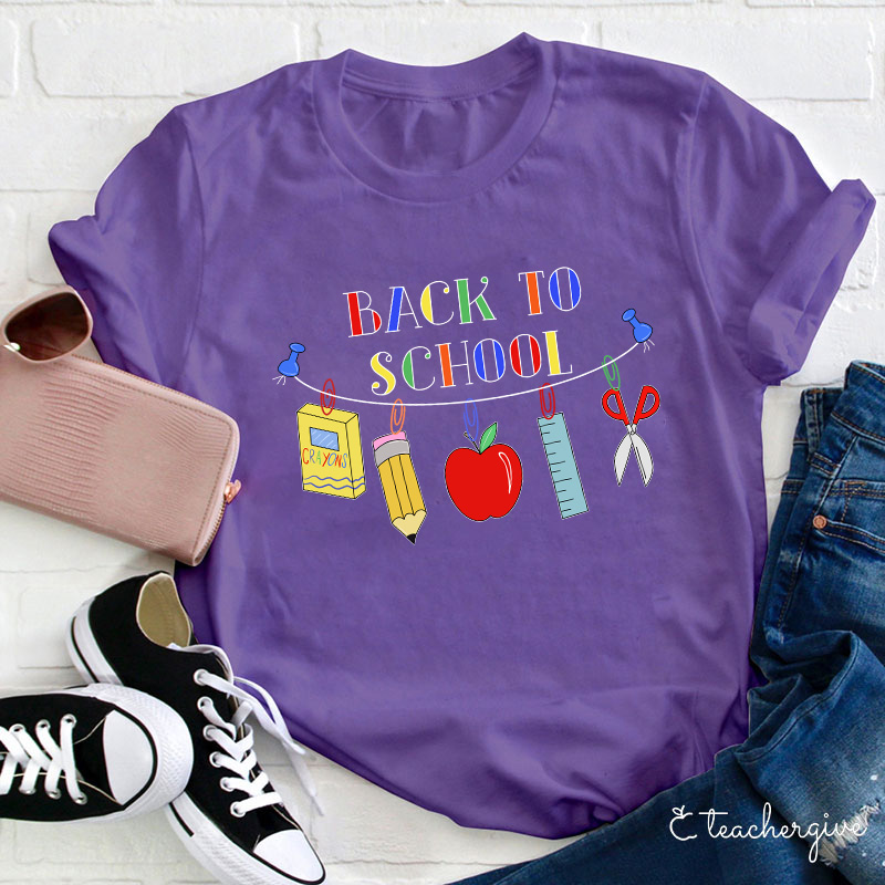 Back To School Crayons Pencil Apple T-Shirt
