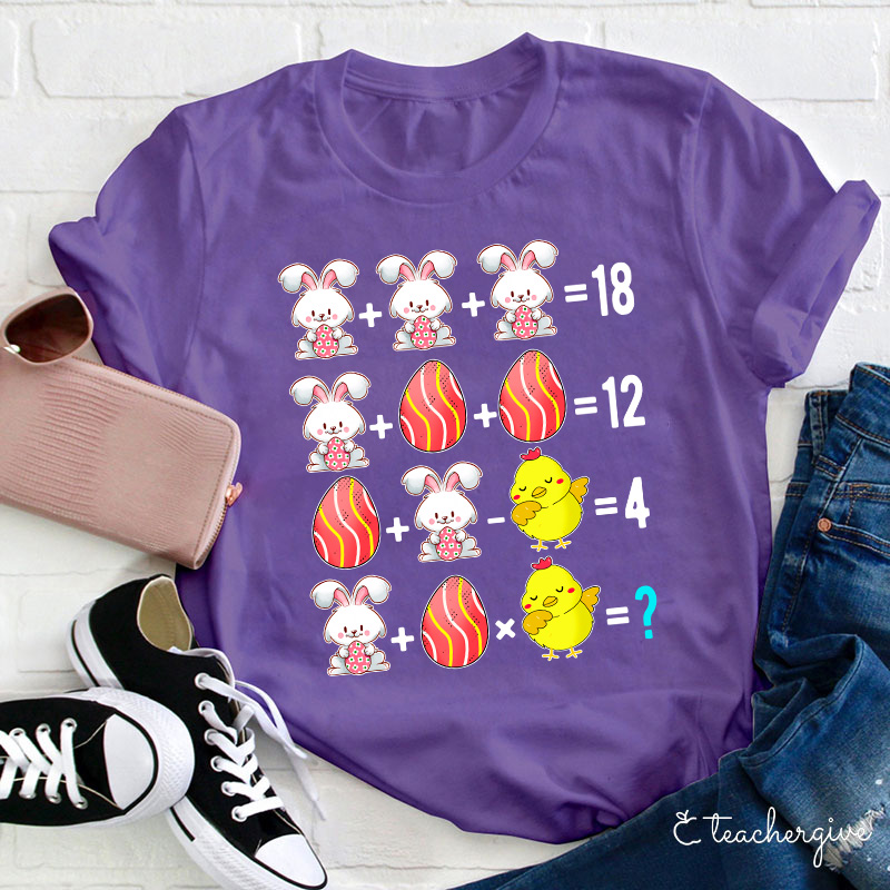 Easter Bunny Egg Chicken Math Teacher T-Shirt