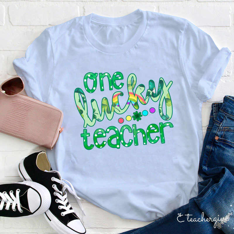 One Rainbow Color Lucky Teacher T-Shirt