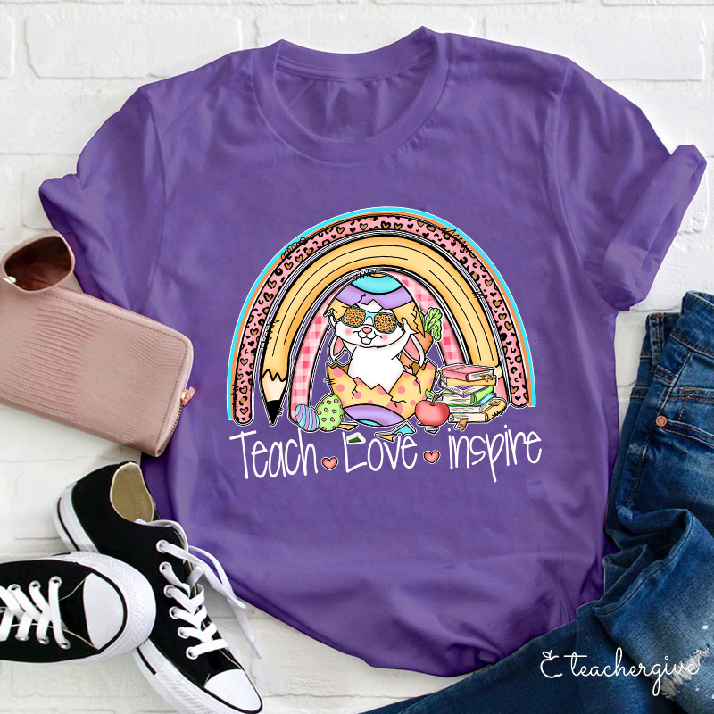 Teach Love And Inspire Rainbow Teacher T-Shirt