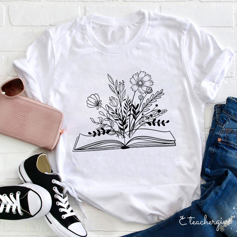 Flowers Book T-Shirt